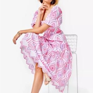 Lilly Pulitzer Katalina Midi Eyelet Dress Sunset Dreamer White 10